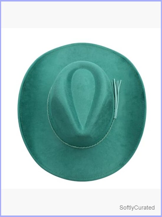 Wide Brim Suede Cowboy Hat with Buckle Belt Western Fedora main image 4